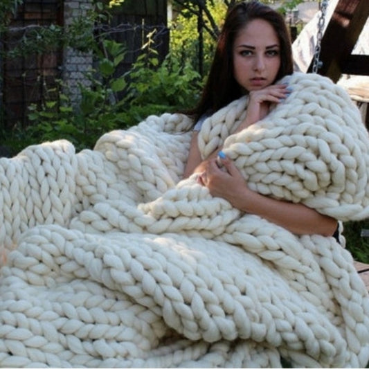Hand Made Chunky Merino Wool Blanket